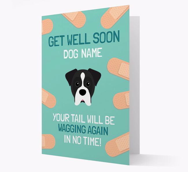 Personalized 'Get well soon {dogsName}' Card with {breedFullName} Icon